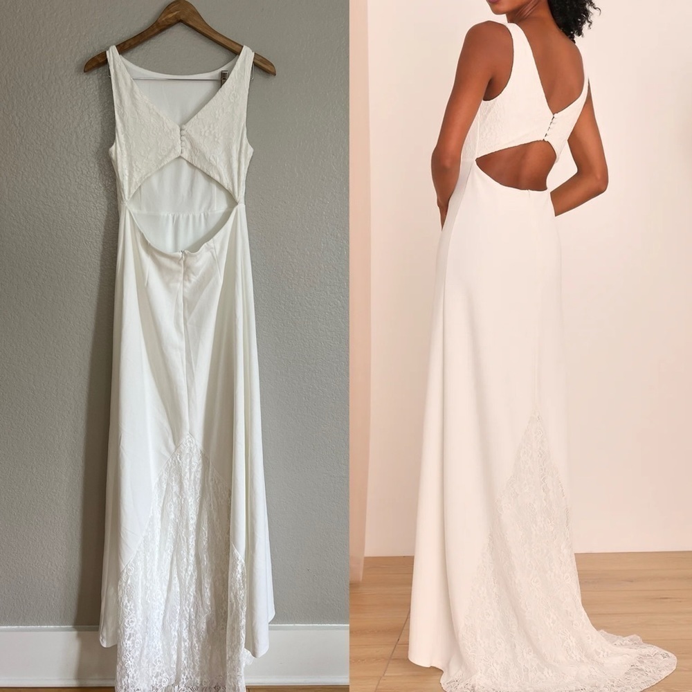 Radiant Forever White Lace Boat Neck Maxi Dress - Picture 3 of 8